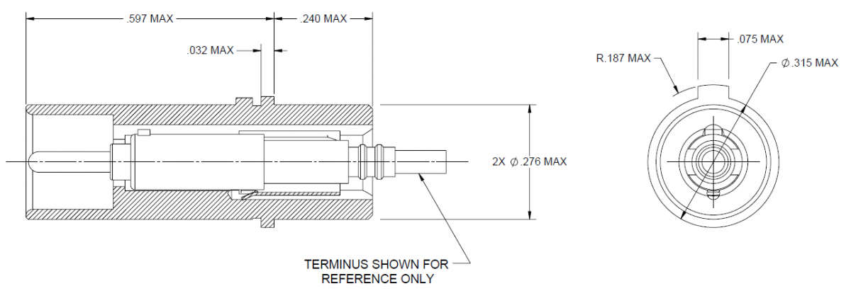 Quadrax Female Pin Dimenstions