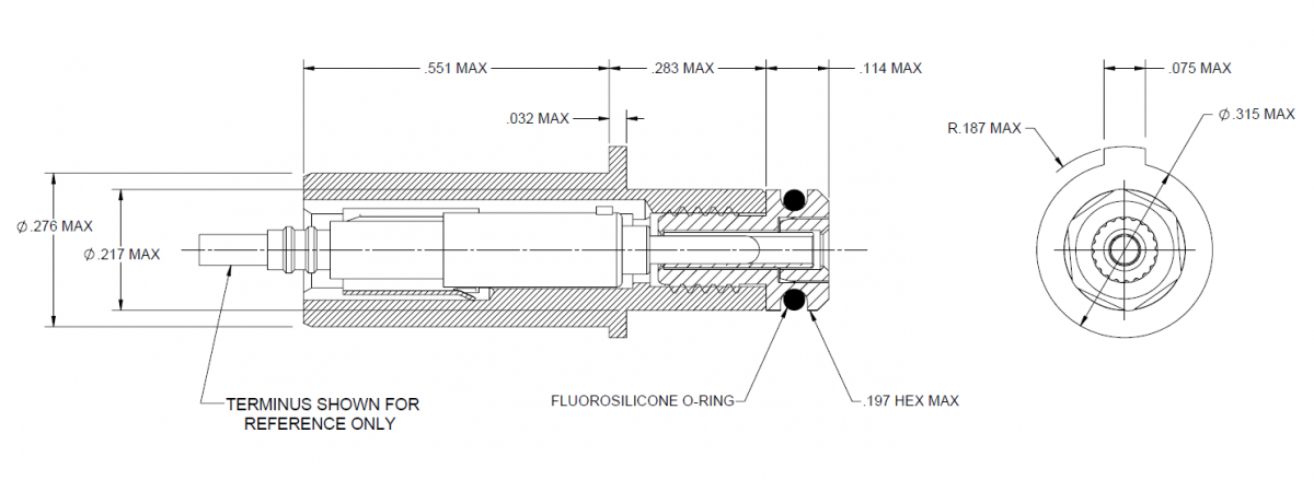 Quadrax Male Socket Drawing